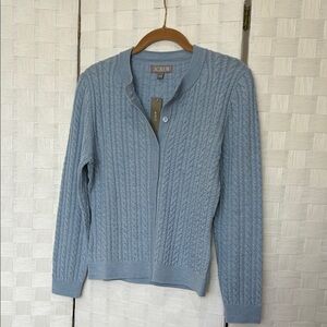 J. Crew Light Blue Cable-Knit Button-Front Cardigan